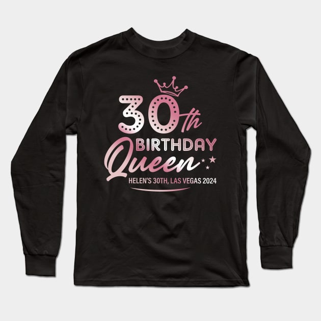 ROSE GOLD 30th Birthday Queen Las vegas Bday Gift For Women Mother day Long Sleeve T-Shirt by FortuneFrenzy